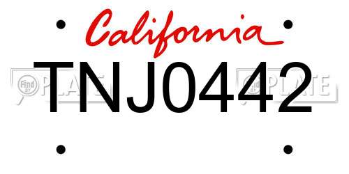 TNJ0442 California License Plate