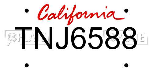 TNJ6588 California License Plate