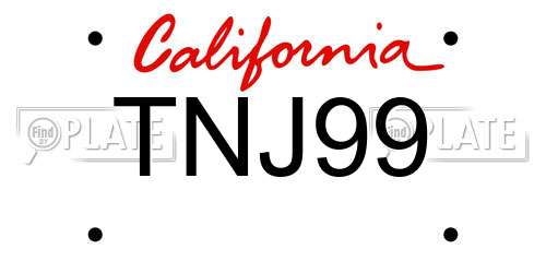 TNJ99 California License Plate