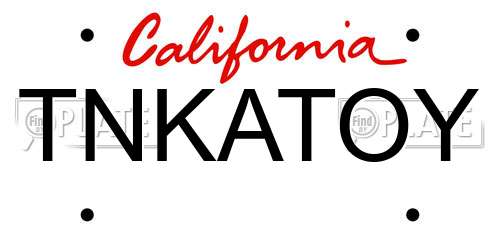 TNKATOY California License Plate