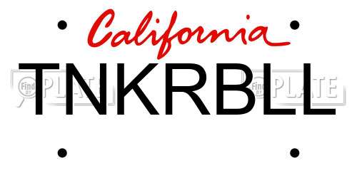 TNKRBLL California License Plate