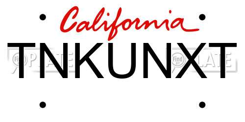 TNKUNXT California License Plate