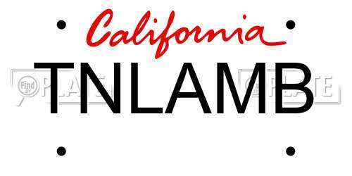 TNLAMB California License Plate