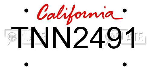 TNN2491 California License Plate