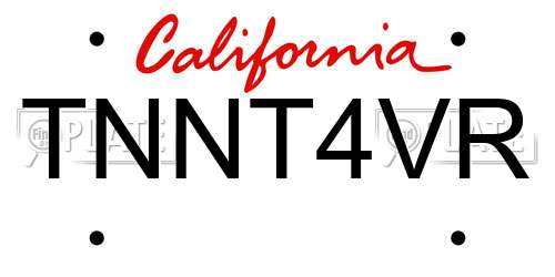 TNNT4VR California License Plate