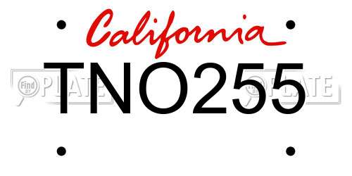 TNO255 California License Plate