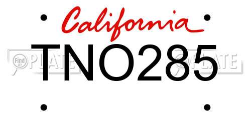 TNO285 California License Plate