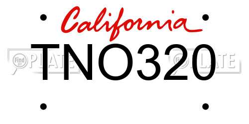 TNO320 California License Plate