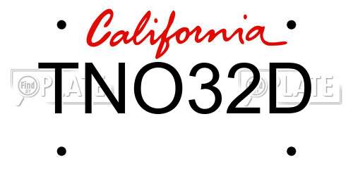 TNO32D California License Plate