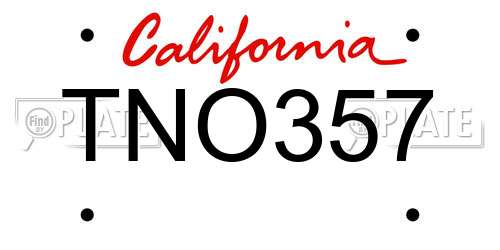 TNO357 California License Plate