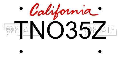 TNO35Z California License Plate