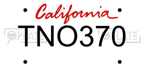 TNO370 California License Plate
