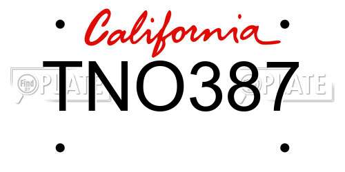 TNO387 California License Plate