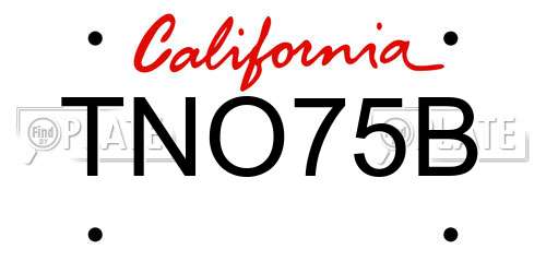 TNO75B California License Plate