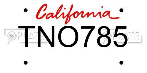 TNO785 California License Plate
