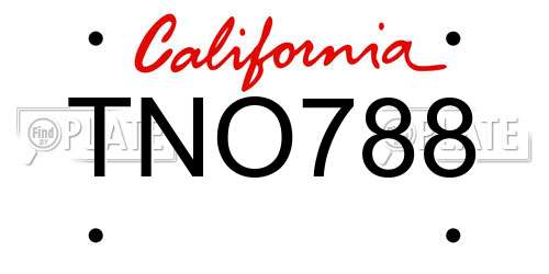TNO788 California License Plate