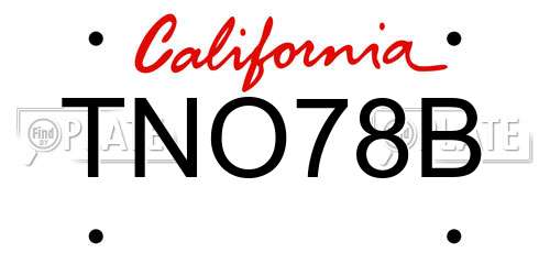 TNO78B California License Plate