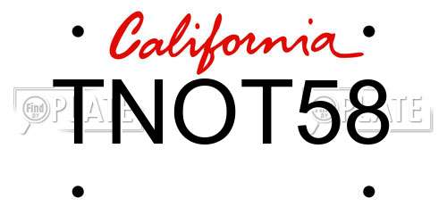 TNOT58 California License Plate