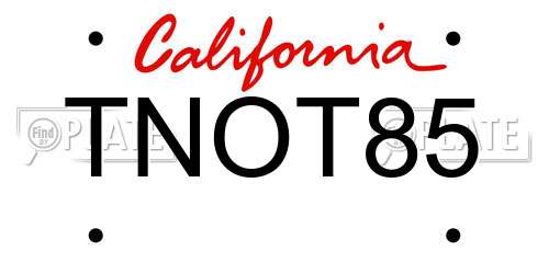 TNOT85 California License Plate