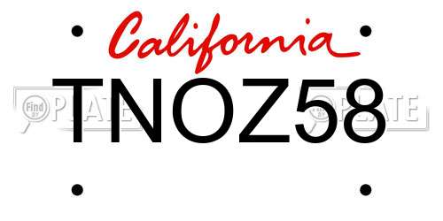 TNOZ58 California License Plate