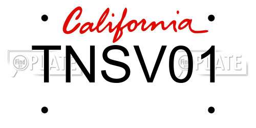 TNSV01 California License Plate