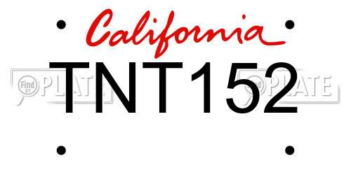 TNT152 California License Plate