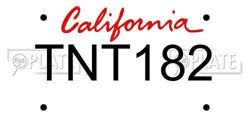 TNT182 California License Plate