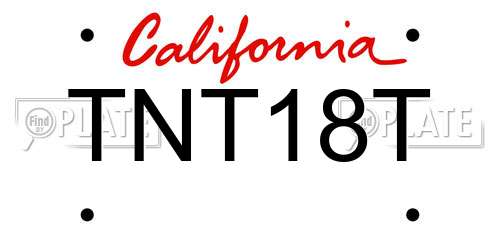 TNT18T California License Plate