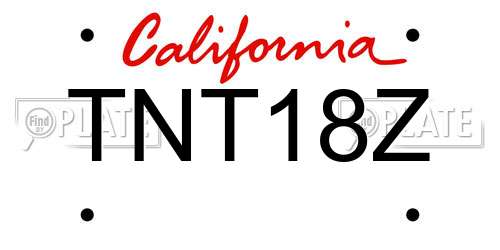 TNT18Z California License Plate