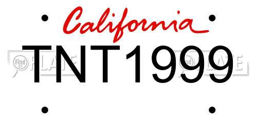 TNT1999 California License Plate