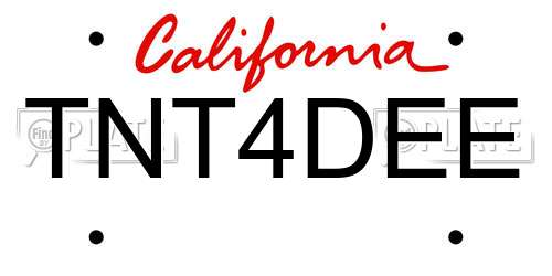 TNT4DEE California License Plate