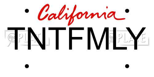 TNTFMLY California License Plate