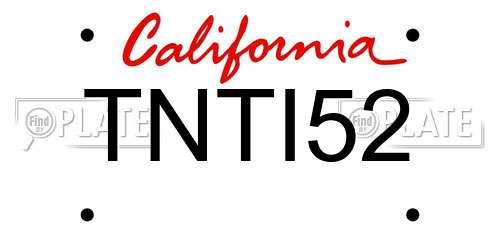 TNTI52 California License Plate