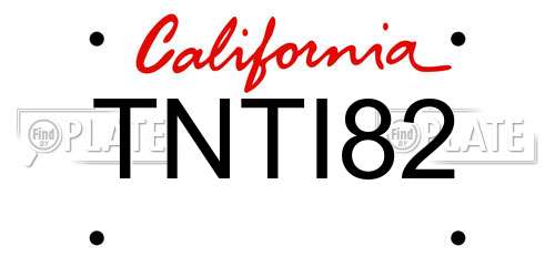 TNTI82 California License Plate