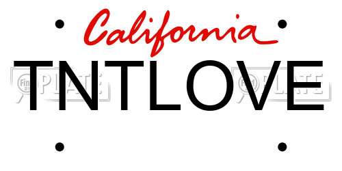 TNTLOVE California License Plate