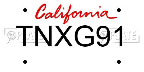 TNXG91 California License Plate