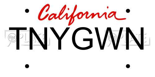 TNYGWN California License Plate