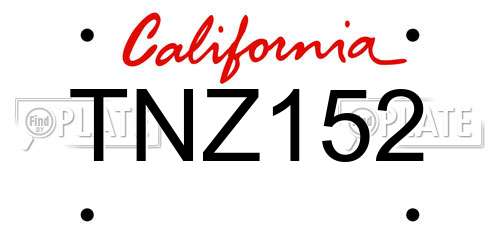 TNZ152 California License Plate