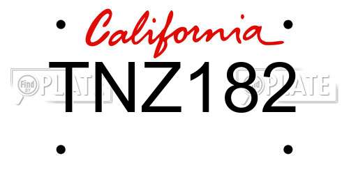 TNZ182 California License Plate