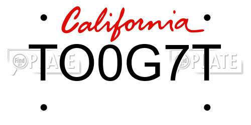 TO0G7T California License Plate