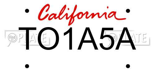 TO1A5A California License Plate