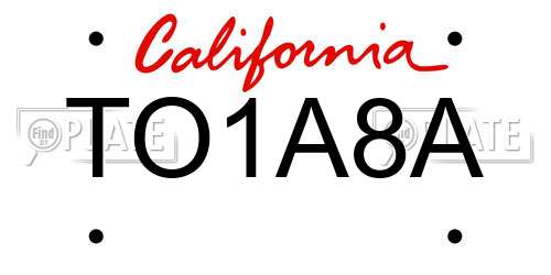 TO1A8A California License Plate