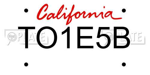 TO1E5B California License Plate