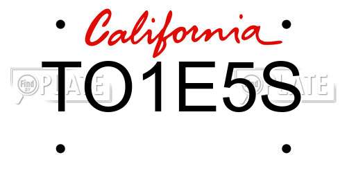 TO1E5S California License Plate