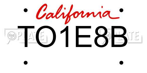 TO1E8B California License Plate
