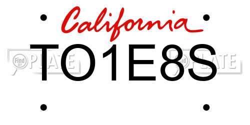 TO1E8S California License Plate