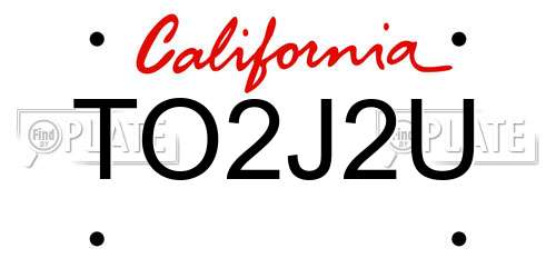 TO2J2U California License Plate