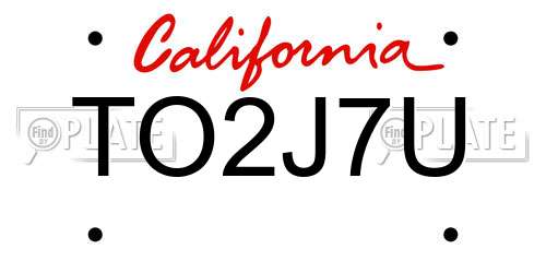 TO2J7U California License Plate