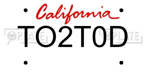 TO2T0D California License Plate