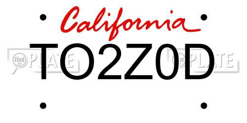 TO2Z0D California License Plate